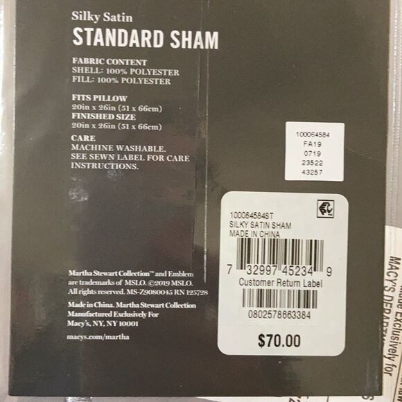 Martha Stewart Silky Satin Gray Tufted Pillow Sham - Picture 6 of 6